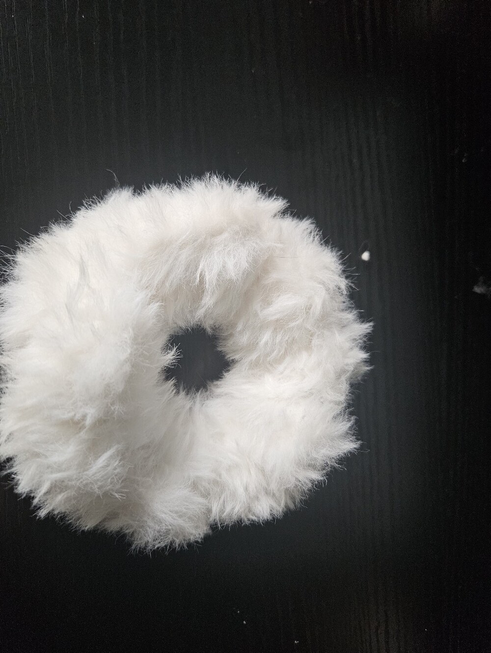 White Luxury Faux Fur Crochet Scrunchie
